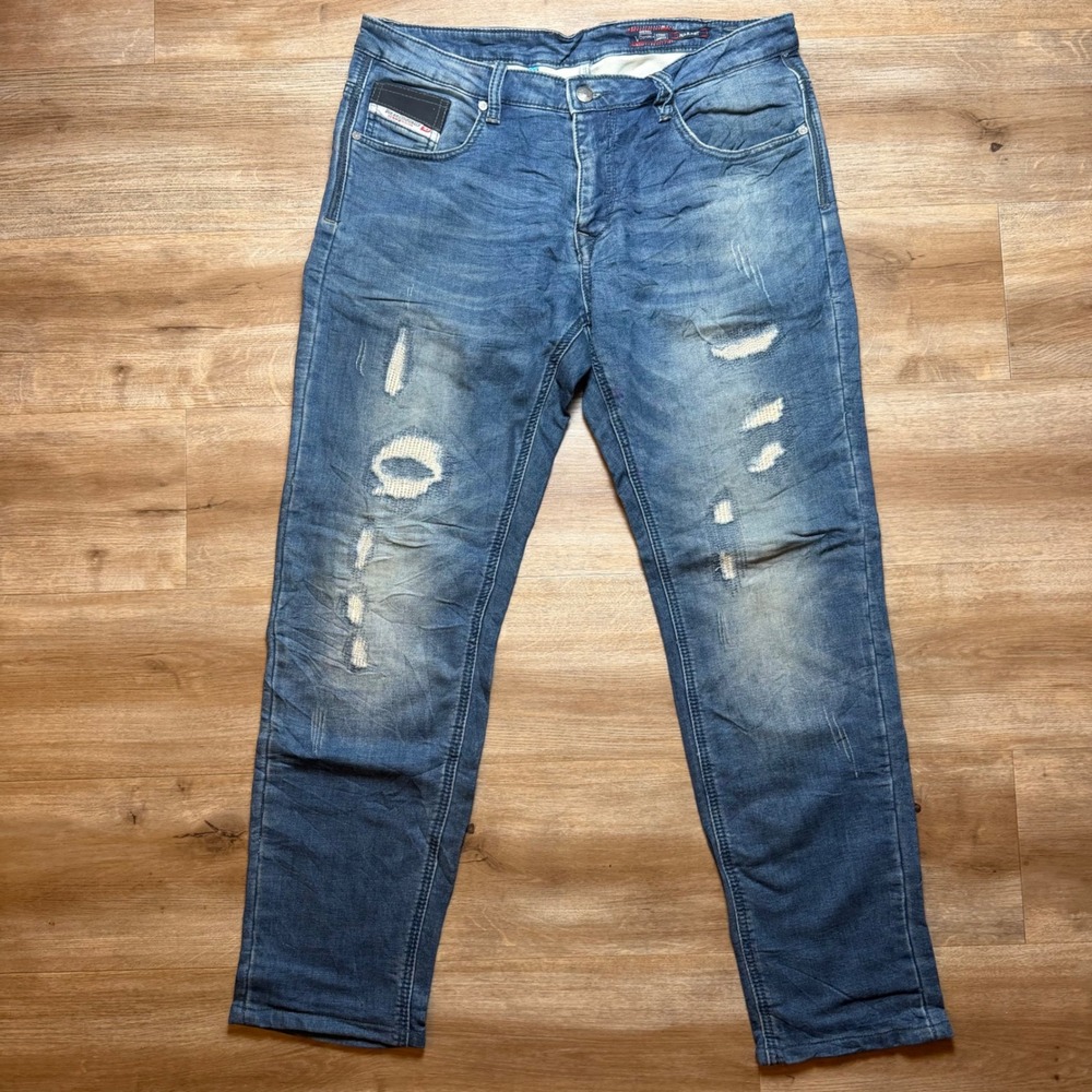 Diesel Narrot JoggJeans Men 34 Blue Distressed Carrot Fit Sweatpant Denim Hybrid